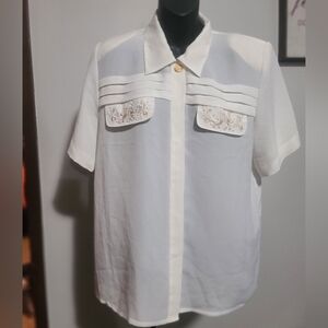 VINTAGE White Short Sleeve Women's Dress Shirt - NWT